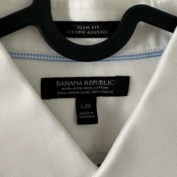 Banana Republic White Non-Iron Cotton Dress Shirt | Slim Fit | Size L - Picture 2 of 5